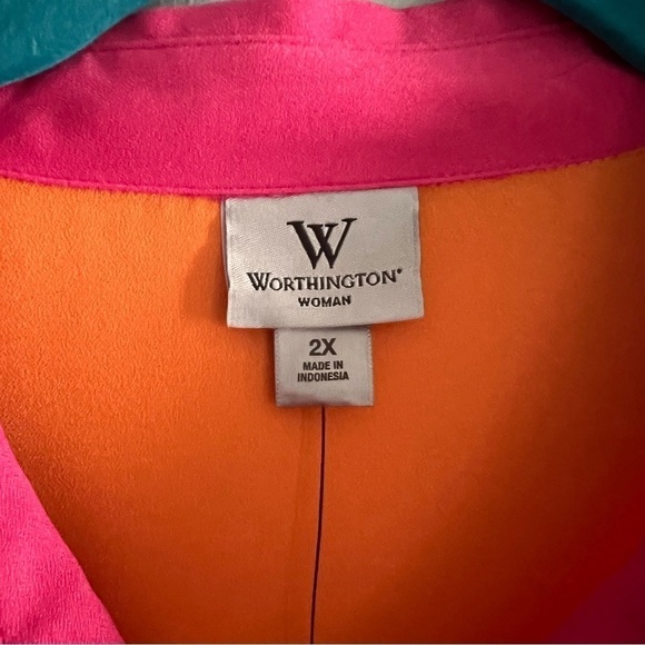 Worthington Pink & Orange Sleeveless Button Up Blouse size 2X - Picture 5 of 6